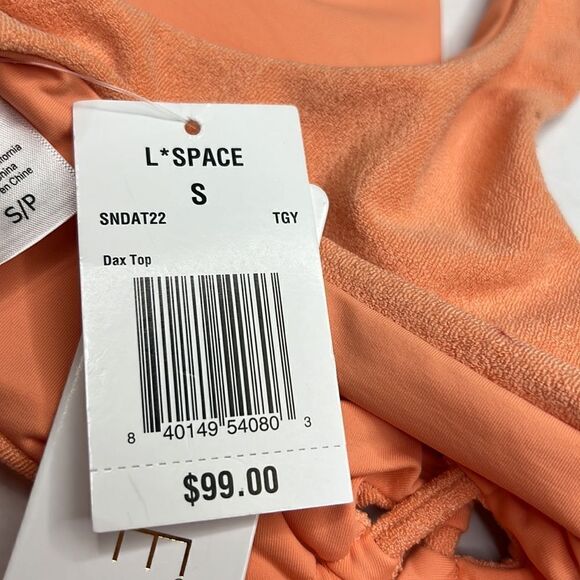 L*Space Dax Orange Terry cloth bikini top NWT size small - Picture 11 of 15